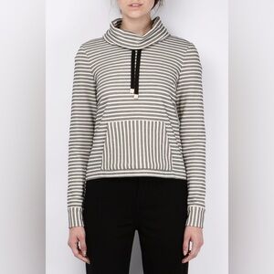 Veronica Beard Pinstripe Funnel Neck Sweatshirt Sweater